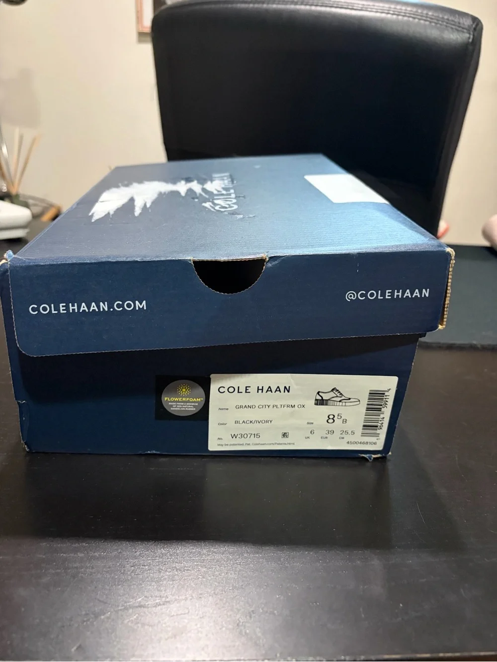 Cole Haan Black Leather Platform Wingtip Oxford